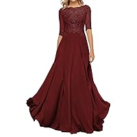 Mother of The Bride Dress Long Formal Evening Gowns with Sleeves Mother of The Groom Dresses for Wedding lace Appliques