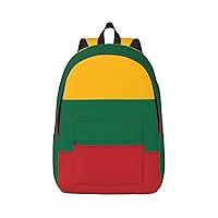 Flag Of Lithuania Print Canvas Laptop Backpack Outdoor Casual Travel Bag Daypack Book Bag For Men Women