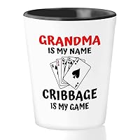 Cribbage Shot Glass 1.5oz - Grandma is my name - Card Game Classic Board Games Card Player Grandma from Grandkids