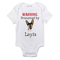 Warning Protected by a Toy terrier Personalized Baby dog outfit