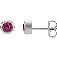 14ct White Gold Pink Tourmaline 4mm Polished Pink Tourmaline Earrings Jewelry for Women