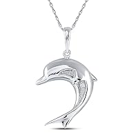 Silver Diamond Dolphin Pendant .01 Ctw.