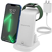 Wireless Charging Station 3 in 1 for Multiple Devices for Apple Watch Series 7 6 SE 5 4 3 Charger Stand for iPhone 14 13 12 11 Pro X Max XS XR 8 7 Plus 6s 6(White)