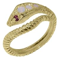 LBG 10k Yellow Gold Natural Opal Ruby Womens Band Ring - Sizes 4 to 12 Available