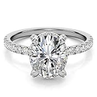 Riya Gems 3.50 CT Oval Colorless Moissanite Engagement Ring for Women/Her, Wedding Bridal Ring Sets, Eternity Sterling Silver Solid Gold Diamond Solitaire 4-Prong Set for Her