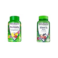 Vitafusion Probiotic Gummy Supplements, Raspberry, Peach and Mango Flavors & Adult Gummy Vitamins for Men, Berry Flavored Daily Multivitamins