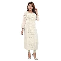 Chanderi Womens Kurti In White Color For All Plus Size.