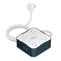 Flat Plug Power Strip, WEIMIL 5Ft Ultra Thin Flat Extension Cord, 8 Widely Outlets, 3 USB Ports(1 USB C), Wall Mount, Compact Power Strip Surge Protector for Travel Home Office Dorm Room