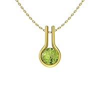 Diamondere Natural and Certified Gemstone Solitaire Petite Necklace in 14k White Gold | 0.4 Carat Pendant with Chain