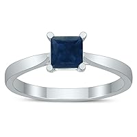 Square Princess Cut 5MM Sapphire Solitaire Ring in 10K White Gold