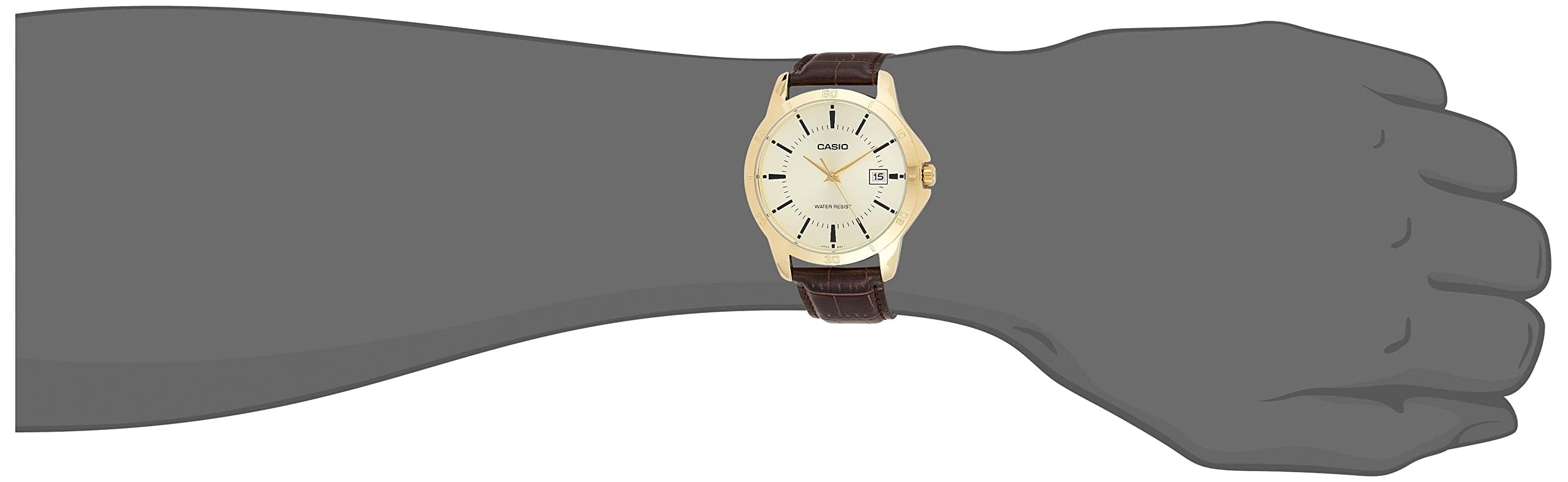 Casio Men's MTP-V004GL-9A Date Quartz Watch with Genuine Leather