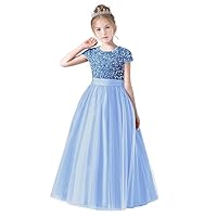 Flower Girl Dresses for Wedding Sequins Tulle Elegant Princess Formal Birthday Party Dress Pageant Prom Ball Gowns