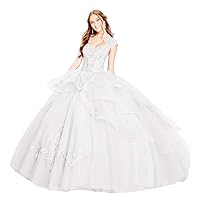Women's Sweetheart Neck Applique Quinceanera Dress Beaded Tulle Ball Gowns