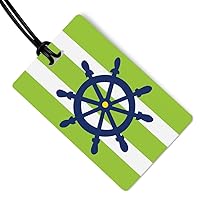 Captain's Wheel Luggage Tag - Sturdy Waterproof Plastic Travel Labels for Baggage, Suitcases, Backpacks, and Diaper Bags, 2.5 Inch x 4 Inch Tag with Black Loop Attachments