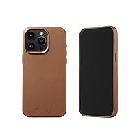 Mujjo Leather Phone Case - Fits iPhone 15 Pro Max - MagSafe Compatible - Premium European Leather - Enhanced Phone & Camera Lens Protection - Crafted with Recycled Materials - Slim Profile - Dark Tan