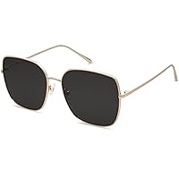 SOJOS Trendy Oversized Square Metal Frame Sunglasses for Women Men Flat Mirrored Lens UV Protection Sunglasses SJ1146