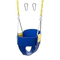 Original High Back Full Bucket Toddler Swing Seat with Plastic Coated Chains for Safety - Blue - Squirrel Products
