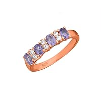 0.11 Ct Round Cut Amethyst & Sim Diamond Wedding Band Ring in 14KT White Gold PL