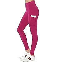 Women's S~3X High Waist Luxe Cotton Leggings w Pockets Tummy Control Yoga Pants