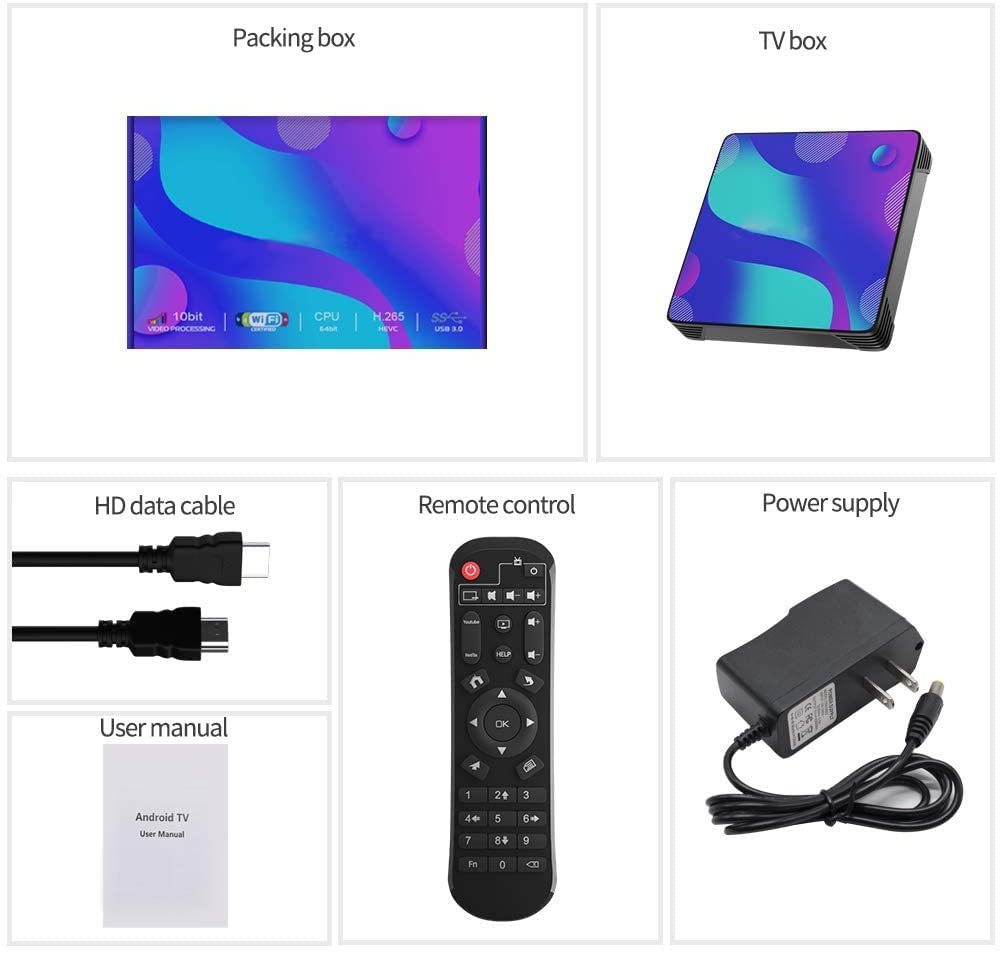 Android TV Box 11.0 ,Android Box X88PRO10,RK3318 Ultra HD 4K HDR TV Box, 4GB RAM 64GB ROM Android TV Box Have 2.4G/5.8G Dual Band WiFi BT 4.0 Ethernet with Backlit Mini Keyboard