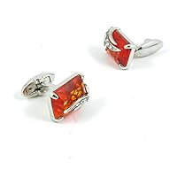 Cufflinks Cuff Links Fashion Mens Boys Jewelry Wedding Party Favors Gift 145SO0 Orange-red Square Stone