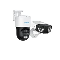 REOLINK 4K Dual-Lens Security Camera System, IP PoE Outdoor Cameras, 1x Duo 2 PoE with 180° Ultra-Wide Angle, Bundle with 1x Trackmix PoE with 6X Hybrid Zoom & Auto Tracking, Color Night