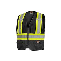 Pioneer Safety Vest for Men – Hi Vis Reflective Solid Neon, 8 Pockets, Zipper, Adjustable for Construction, Traffic, Survey Work – Multiple Colors