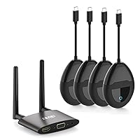 HDMI Wireless Transmitter*4 and Receiver 4K, USB C & HDMI Dual Transmit Ports, HDMI & VGA Dual Screens, 2.4/5Ghz Streaming Smooth Video/Audio for Mac, Cable Box, Samsung Phone, Netflix, 165FT