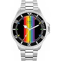 Pride Linear Rainbow Batons Mens Wrist Watch 42mm Case Custom Design