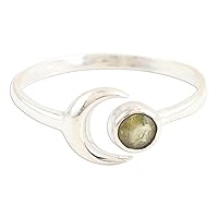 NOVICA Artisan Handmade Peridot Wrap Ring Moon .925 Sterling Silver from India Sun 'Celestial Beauty in Green'