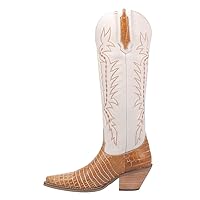 Dingo Womens High Lonesome Snake Print Pointed Toe Casual Boots Knee High Mid Heel 2-3