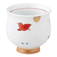 浜陶 Hasami Ware 139178 Matsuko Pottery Miyako Kiln Teacup, Mini, Diameter 2.8 inches (7 cm), Dyed Nishiki Houndstooth Red