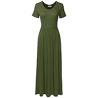 Women's Short Sleeve Long Maxi Loose Casual Dress with Pockets (XS-XXL)