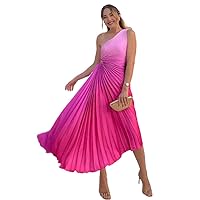 Elegant Ruffled Purple Pleated Collar Dresses for Women Backless Sleeveless Irregular Dress Lady Evening