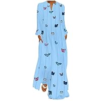 Women's Bohemian Flowy Beach Round Neck Trendy Glamorous Dress Print Casual Loose-Fitting Summer Swing Sleeveless Long