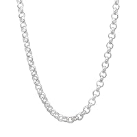3.2mm Solid .925 Sterling Silver Round Rolo Chain Necklace