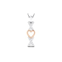 Certified 14K Gold Cross & Heart Style Pendant in Round Natural Diamond (0.2 ct) with White/Yellow/Rose Gold Chain Designer Necklace for Women