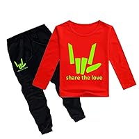 Lanberin Toddlers Kids Share The Love Long Sleeve T Shirt and Sweatpants Set-Child 2 Pieces Crewneck T-Shirts Outfits(2T-12Y)