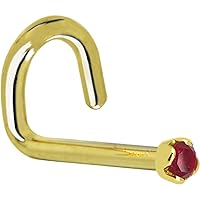 Body Candy Solid 14k Yellow Gold 1.5mm Genuine Ruby Left Nose Stud Screw 18 Gauge 1/4