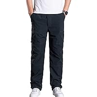 Men's Fleece Lined Military Cargo Pants Thermal Loose Fit Outdoor Hiking Pants Multi Pocket Jogger Sweatpants