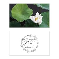 Fresh Lotus Leaf Plant Picture Nature New Year Festival Greeting Card Bless Message Present