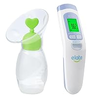Premium Manual Silicone Breast Pump and FSA HSA Eligible No Touch Forehead Thermometer for Babies and Adults | Bundle Pack