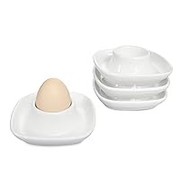 Ceramic Egg Cups for Soft Boiled Eggs, Egg Holder Porcelain Egg Dish for Breakfast for Easter (4 Pack)