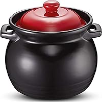 Ceramic Casserole Earthen Pot Casserole Dish Clay Casserole Pot Stew Pot Ceramic High Temperature Firing, Durable 3.5L Black