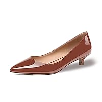 Women's Pointed Toe Patent Leather Slip On Kitten Heel Office Party Dress Shoes 1.5 Inches