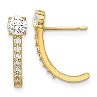 14k Gold Madi K Polished CZ Cubic Zirconia Simulated Diamond Post J hoop Earrings Measures 16x4mm Wide Jewelry for Women
