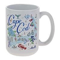 Boston International Coffee Mug Rosanne Beck State Collection Ceramic Tea Cup, 15 Ounces, Cape Cod