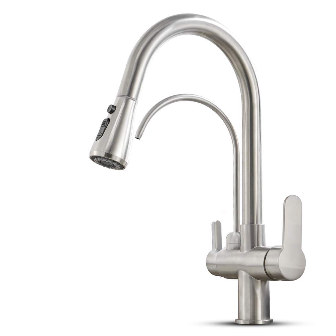 Mua Menatt Filter Kitchen Faucet With Drinking Water Faucet, High Arc Pull  Down 3-Way Kitchen Faucet, 3 In 1 Sink Cold And Hot Mixer Tap (Brushed  Nickel) Trên Amazon Mỹ Chính Hãng 2023 | Fado