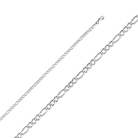 10k White Gold Figaro Chain Necklace, 3.0 mm | Solid Gold Jewelry for Men Women Girls | Mens jewelry
