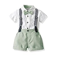 IMEKIS Toddler Baby Boys Gentleman Suits Bowtie Shirt Overalls Suspenders Shorts Pants Summer Wedding Outfit Dress Clothes